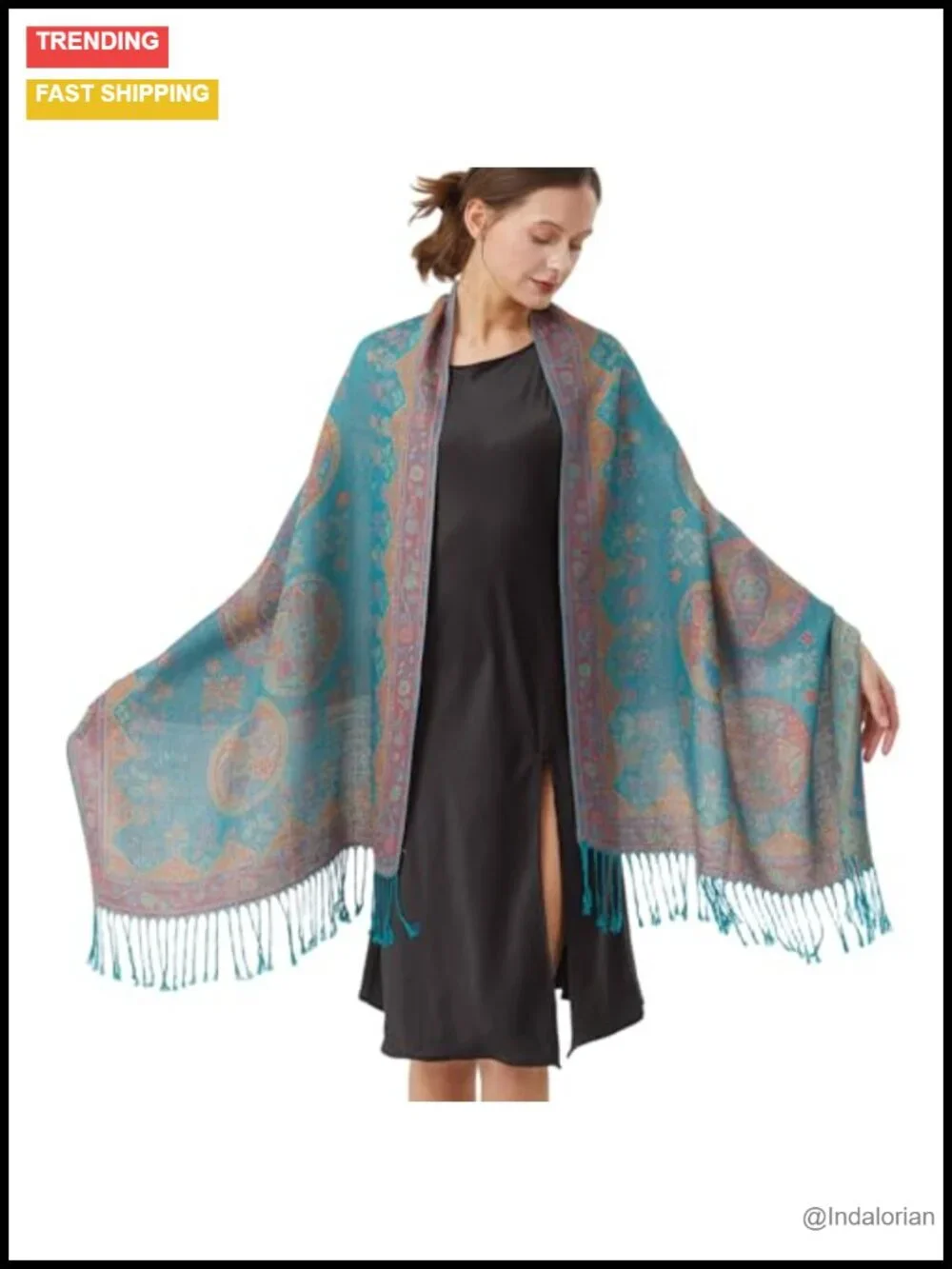 Paisley Pashmina Shawl Scarf - Reversible Ethnic Jacquard Wrap for Travel